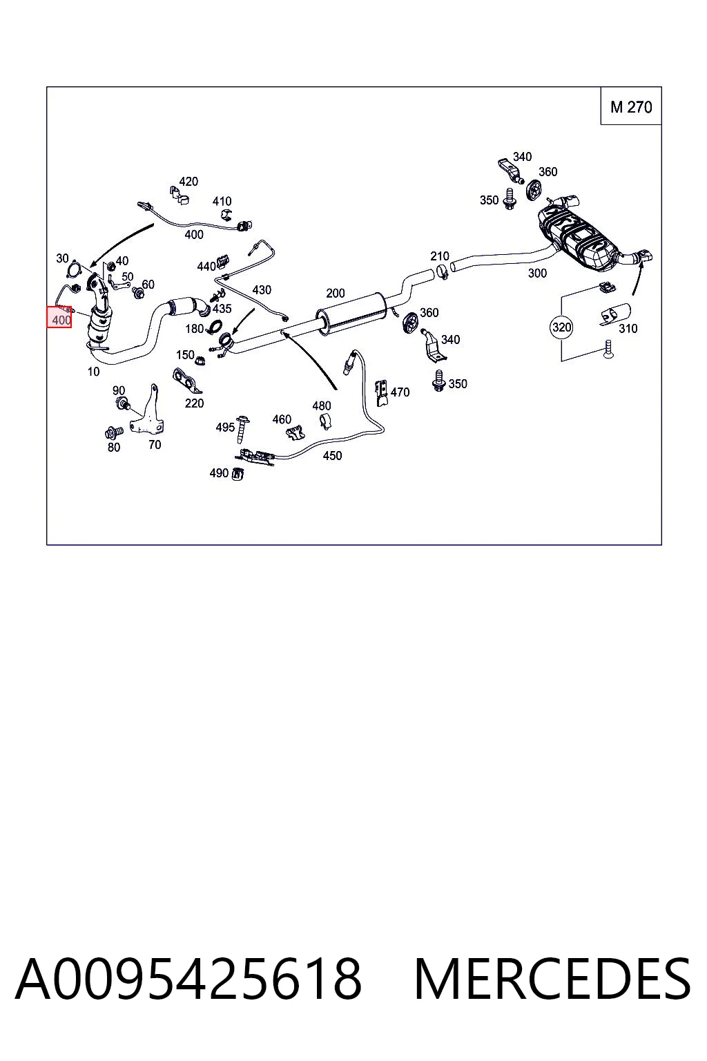 A0095425618 Mercedes Sonda lambda, sensor de oxigênio até o catalisador