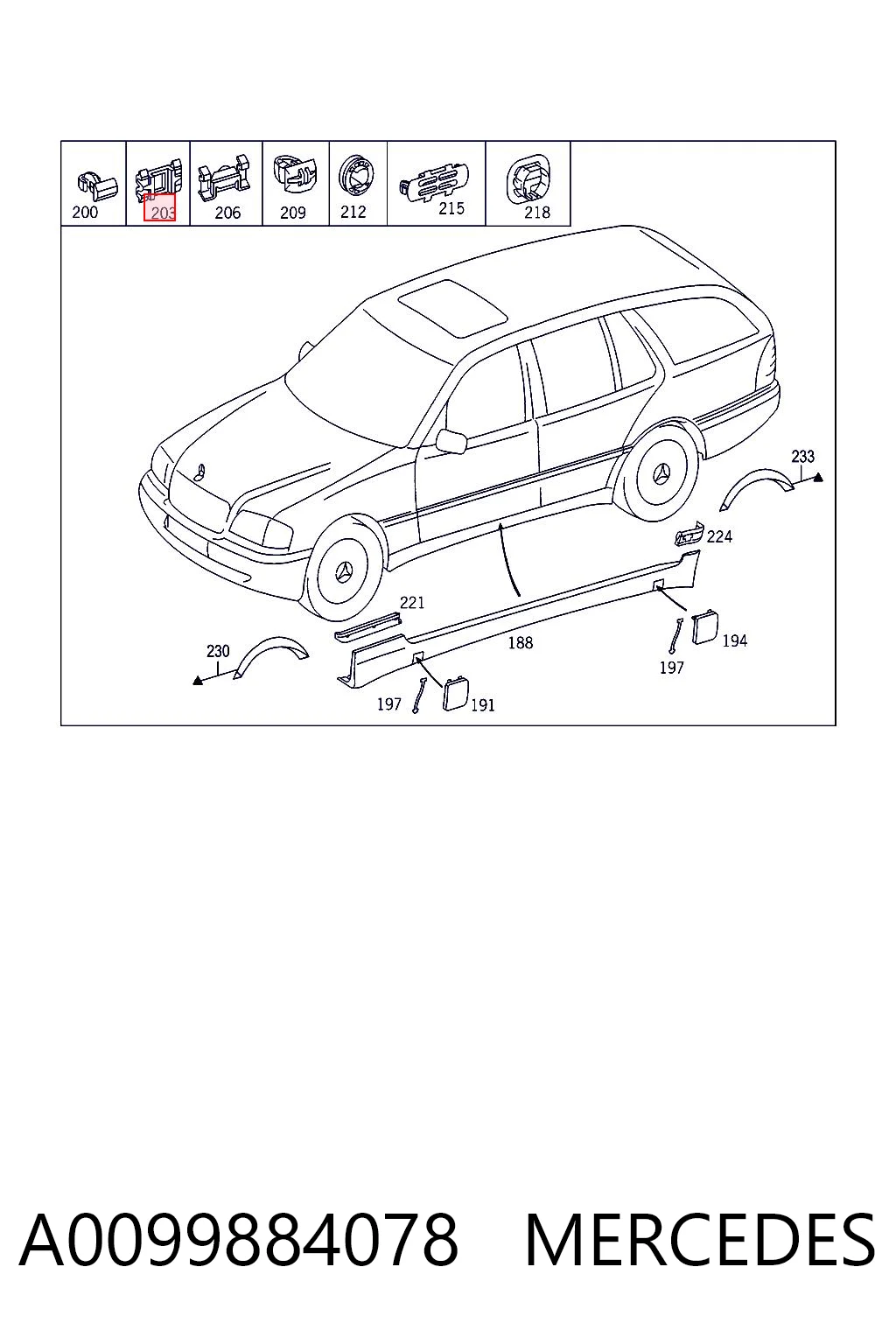 A0099884078 Mercedes Suporte de acesso (fixação)