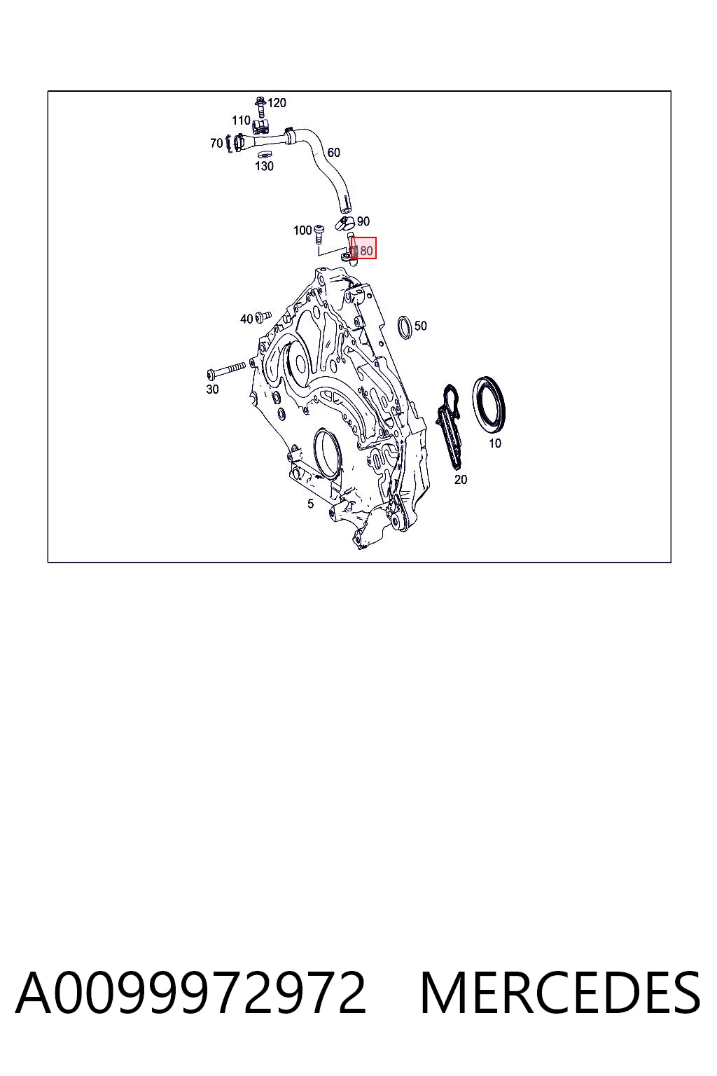 A0099972972 Mercedes Tubo de ligação de bloco do sistema de esfriamento