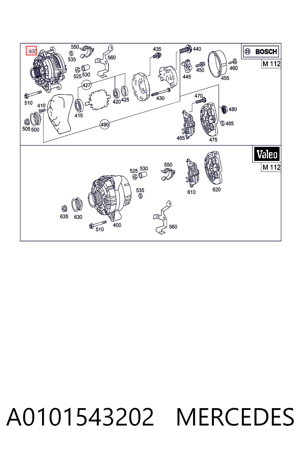 A0101543202 Mercedes Gerador