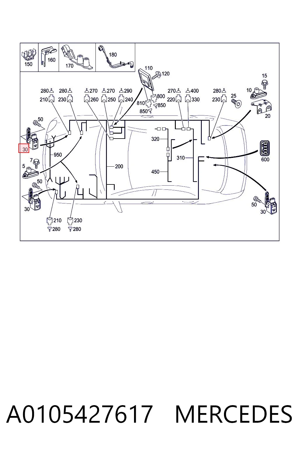 A0105427617 Mercedes Sensor dianteiro direito do nível de posição de carroçaria