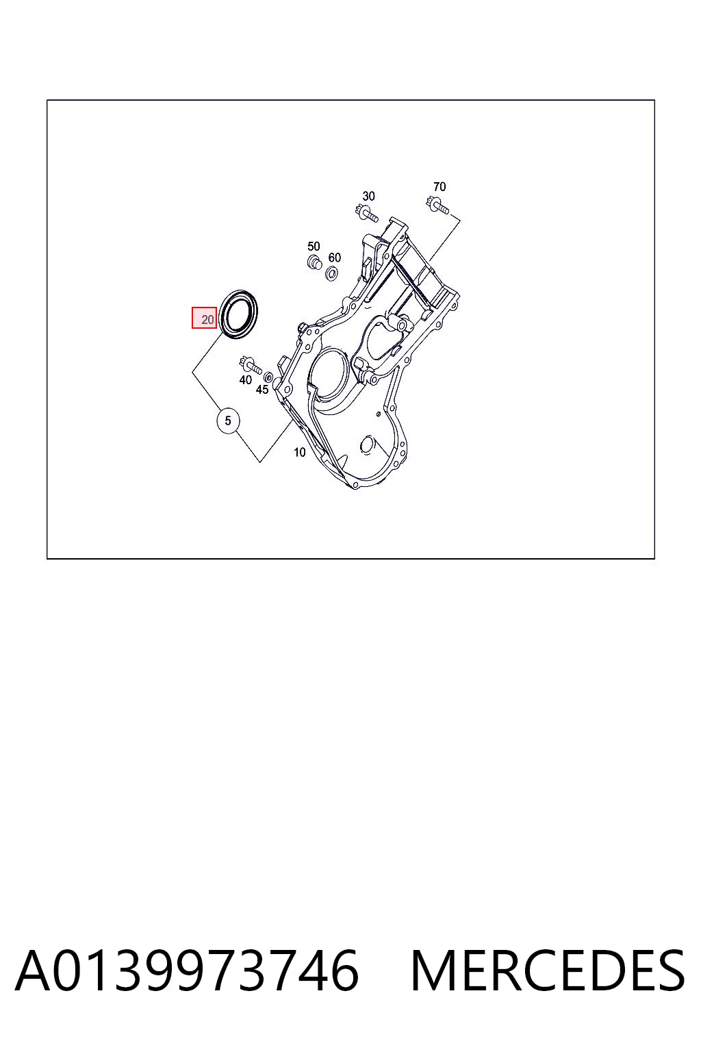 A0139973746 Mercedes Vedação dianteira de cambota de motor