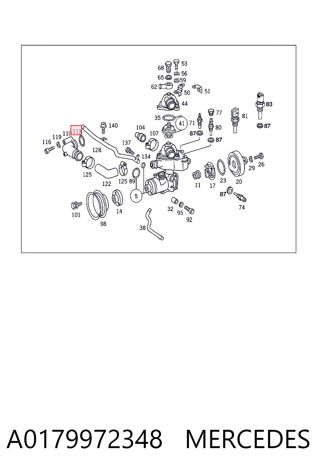 A0179972348 Mercedes Vedante de termostato