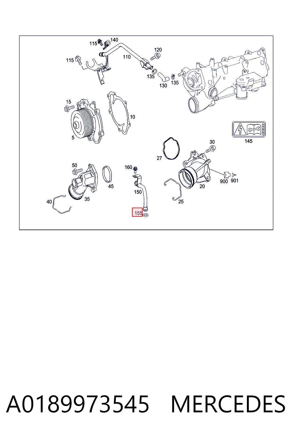A0189973545 Mercedes Vedante de bomba de água