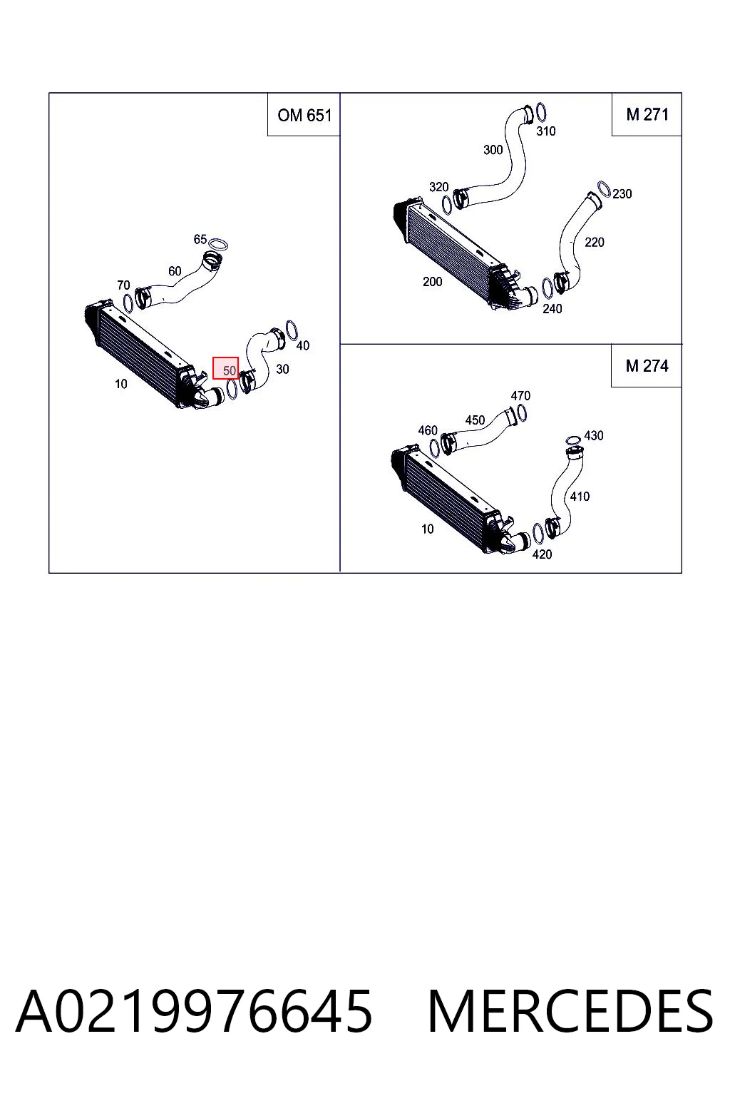 A0219976645 Mercedes Anel de vedação (vedante) de cano derivado de intercooler