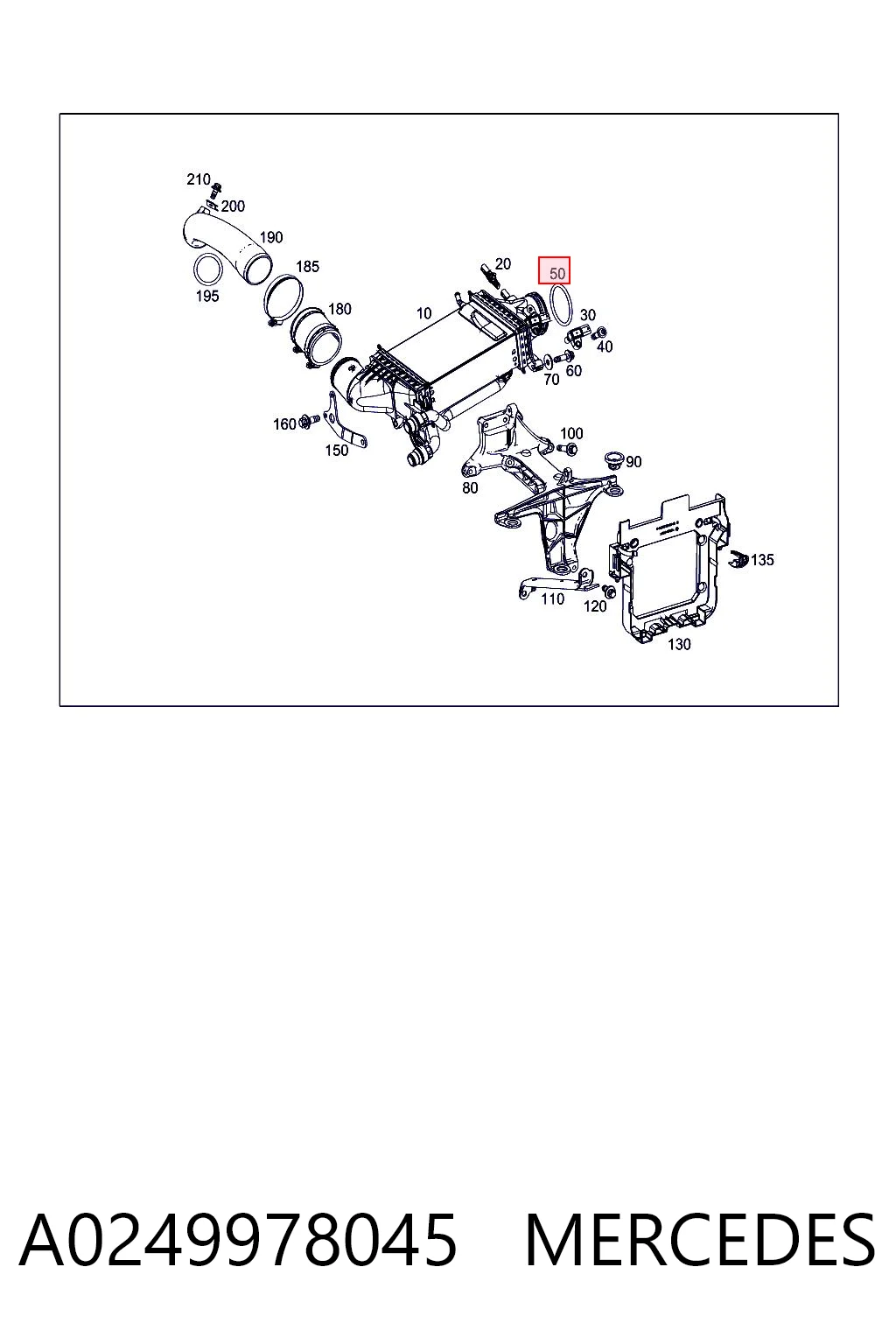 A0249978045 Mercedes Anel de vedação (vedante) de cano derivado de intercooler