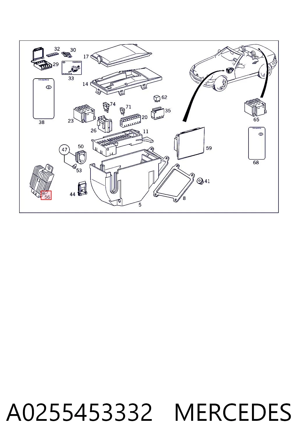 A0255453332 Mercedes Regulador de revoluções de ventilador de esfriamento (unidade de controlo)