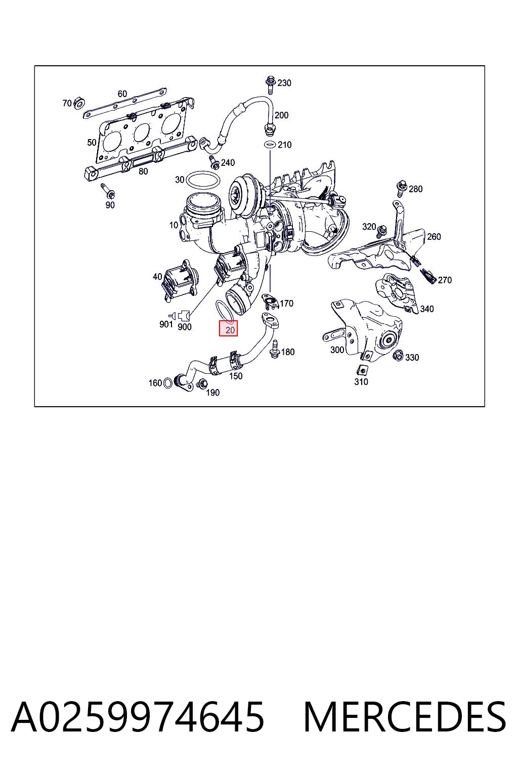 A0259974645 Mercedes Anel de cano derivado de turbina, de ar comprimido