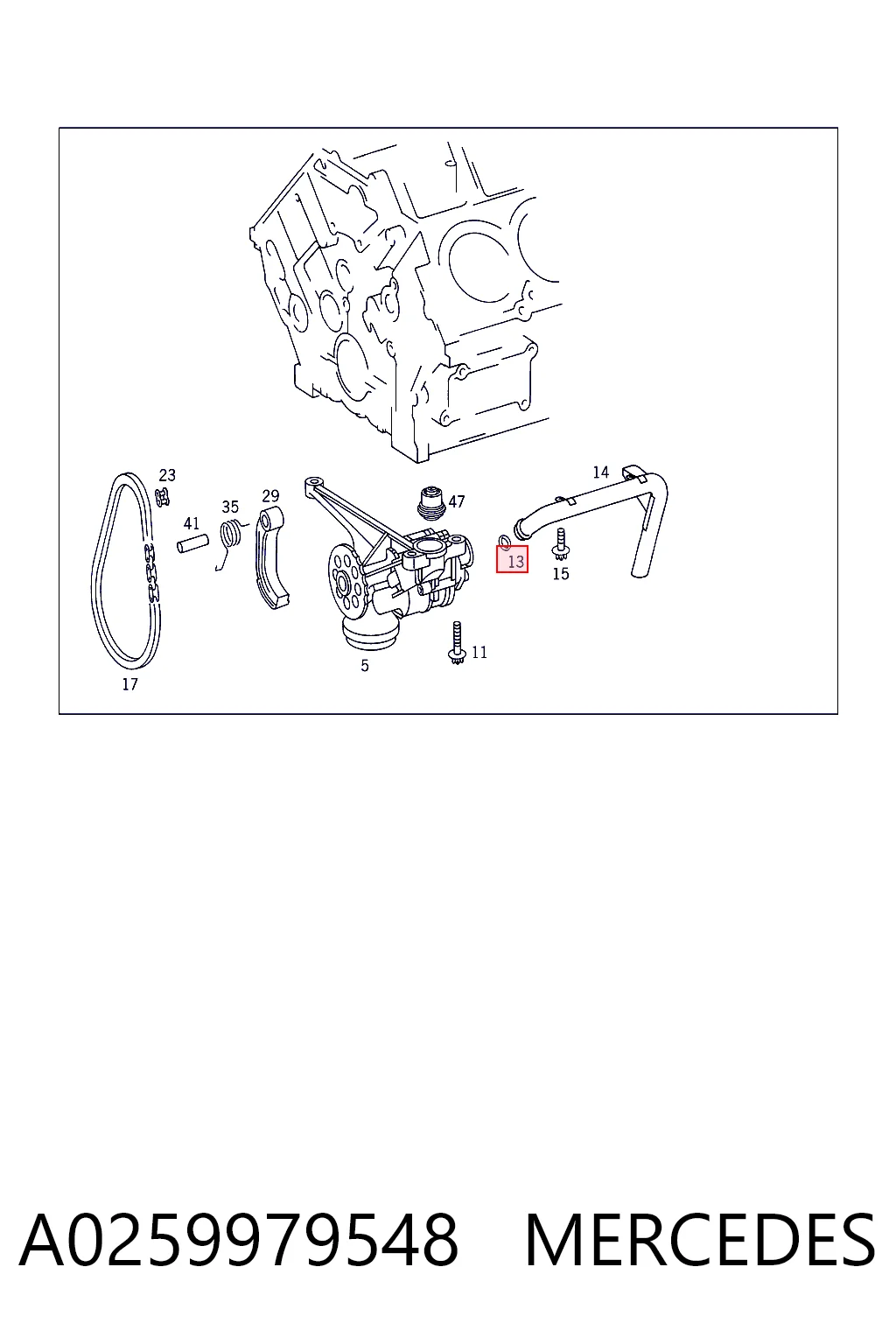 A0259979548 Mercedes Vedante de receptor de óleo