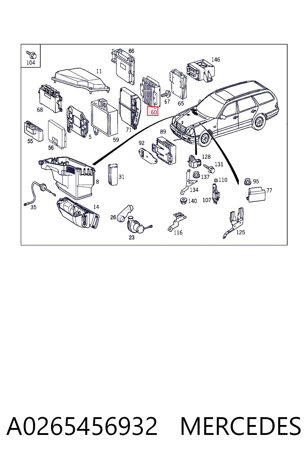 A0265456932 Mercedes Módulo de direção (Centralina eletrônica) de motor