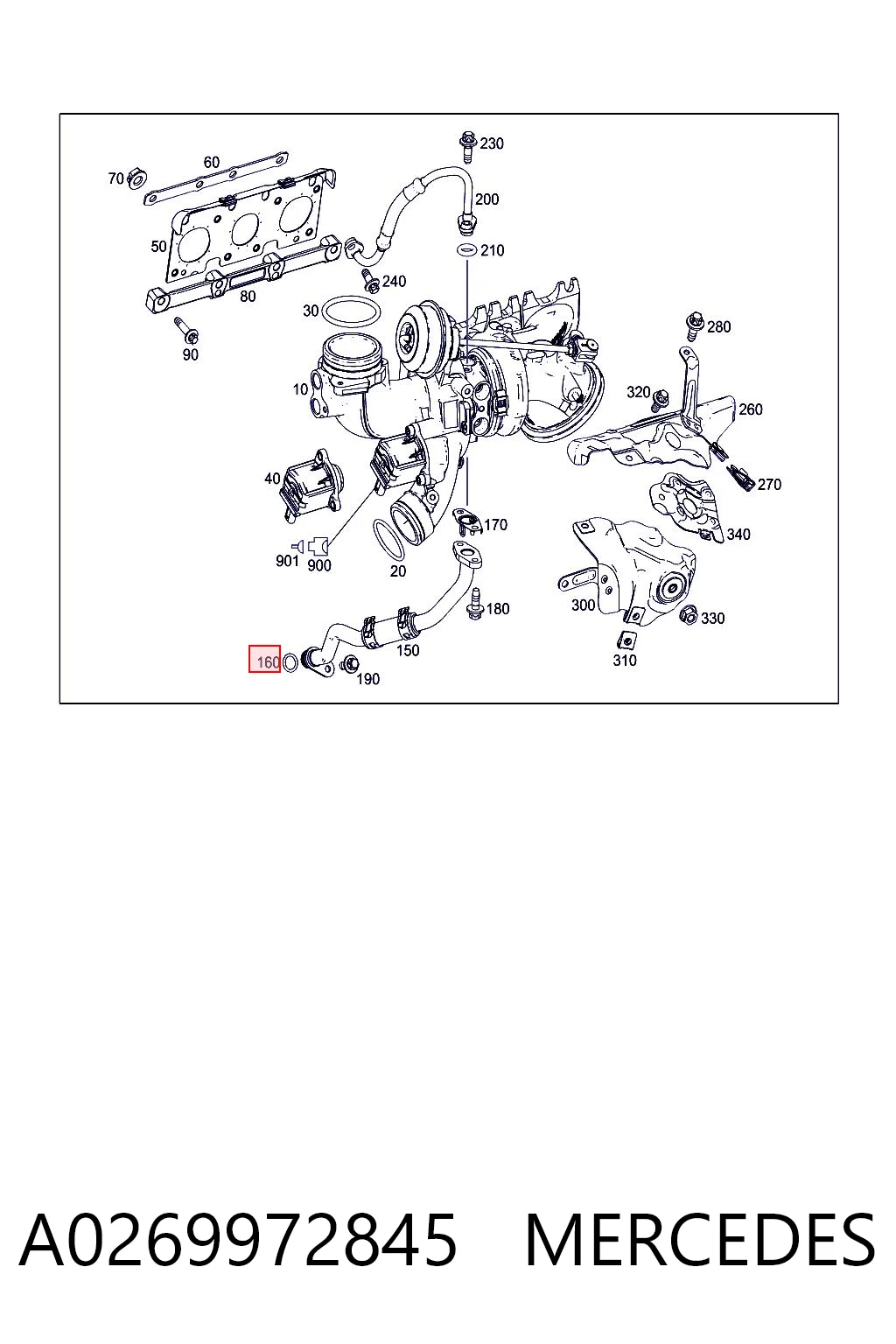 A0269972845 Mercedes Vedante de mangueira de derivação de óleo de turbina