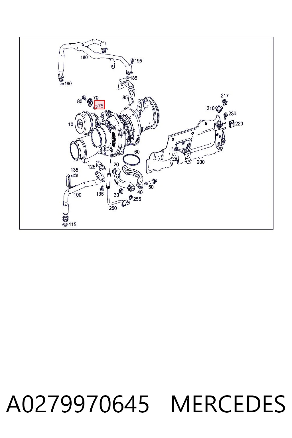 A0279970645 Mercedes Vedante (anel) de mangueira de esfriamento de turbina, de fornecimento