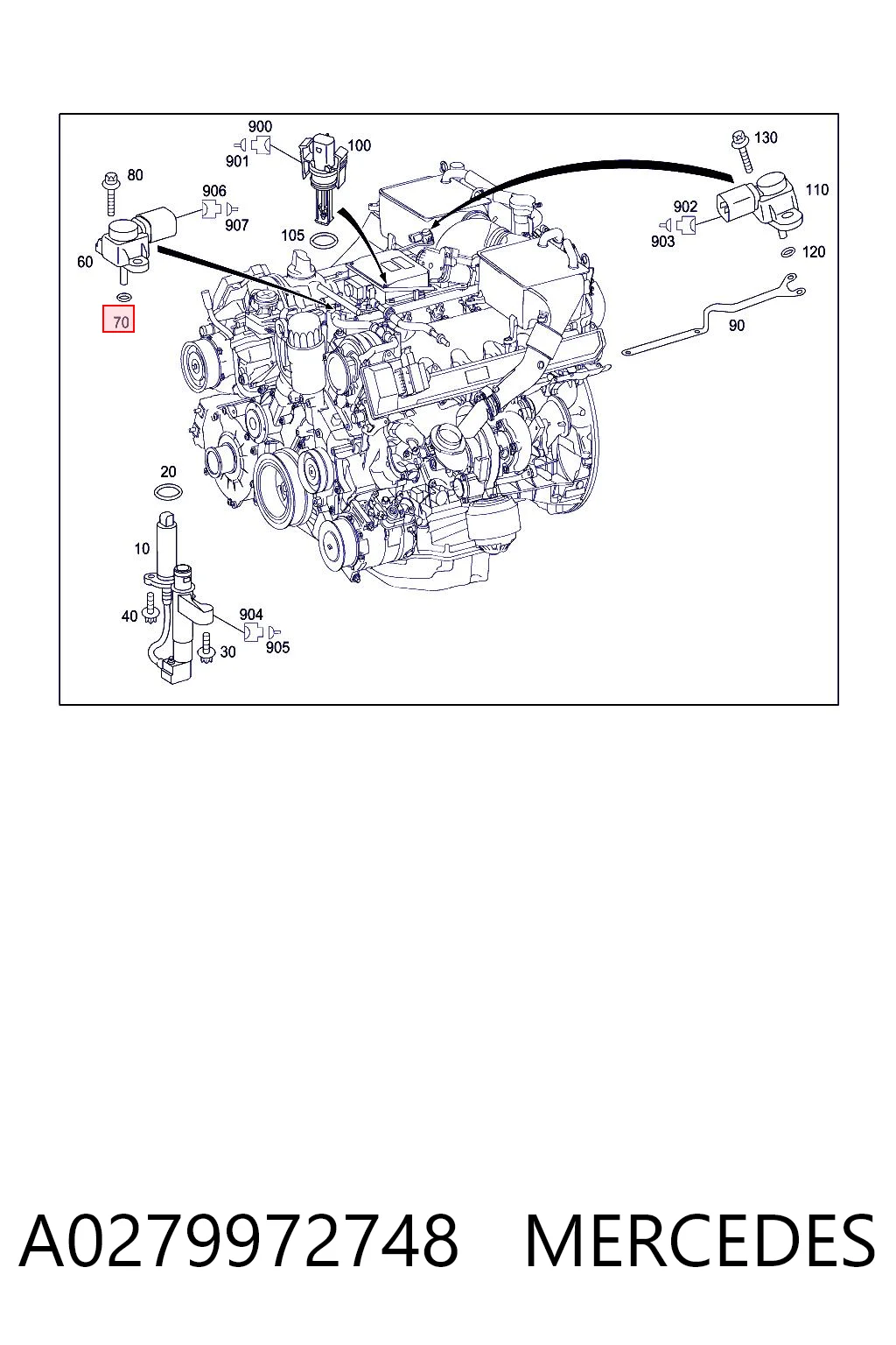 A0279972748 Mercedes Anel de vedação (vedante) de cano derivado de intercooler