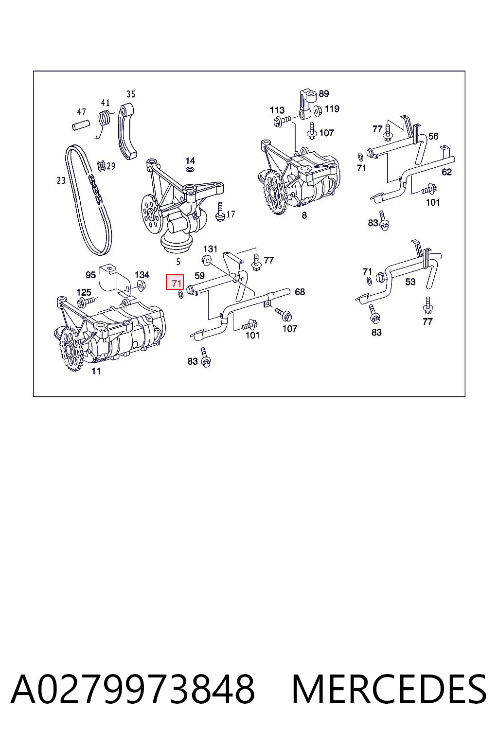 A0279973848 Mercedes Vedante de receptor de óleo