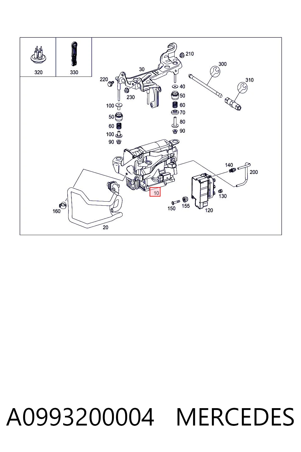 A0993200004 Mercedes Compressor de bombeio pneumático (de amortecedores)