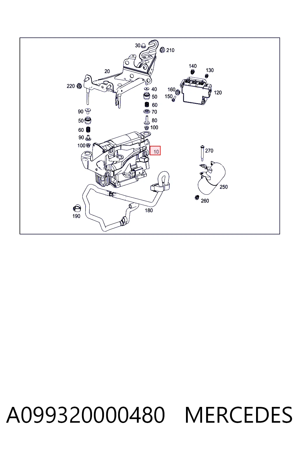 A099320000480 Mercedes Compressor de bombeio pneumático (de amortecedores)