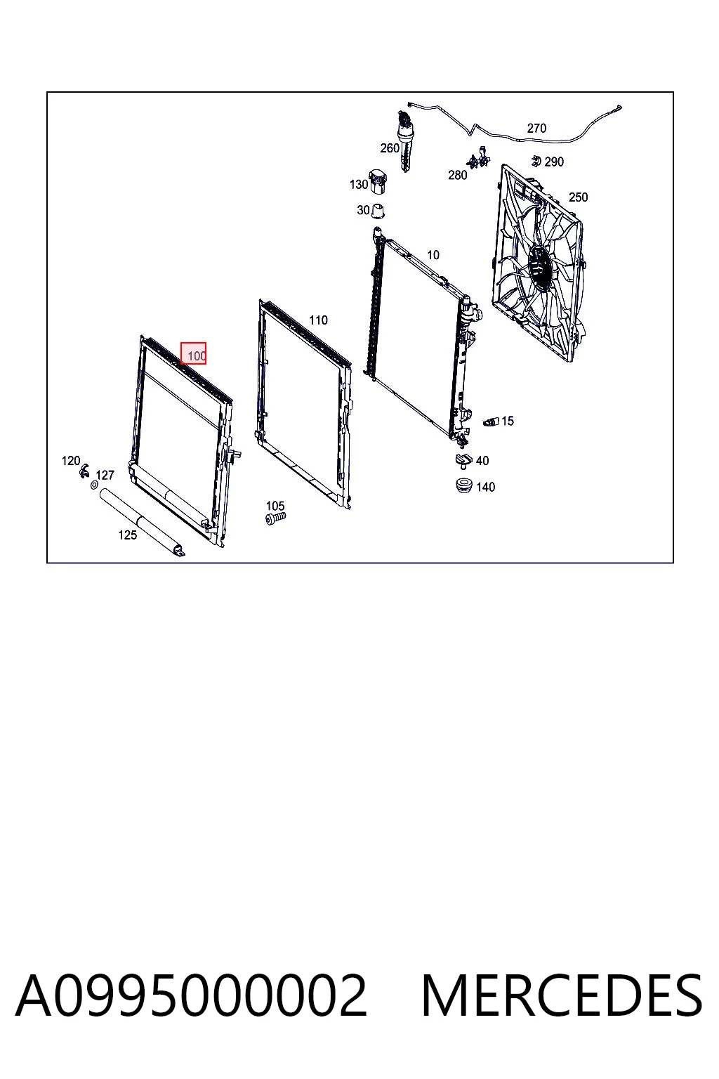 A0995000002 Mercedes Radiador de aparelho de ar condicionado