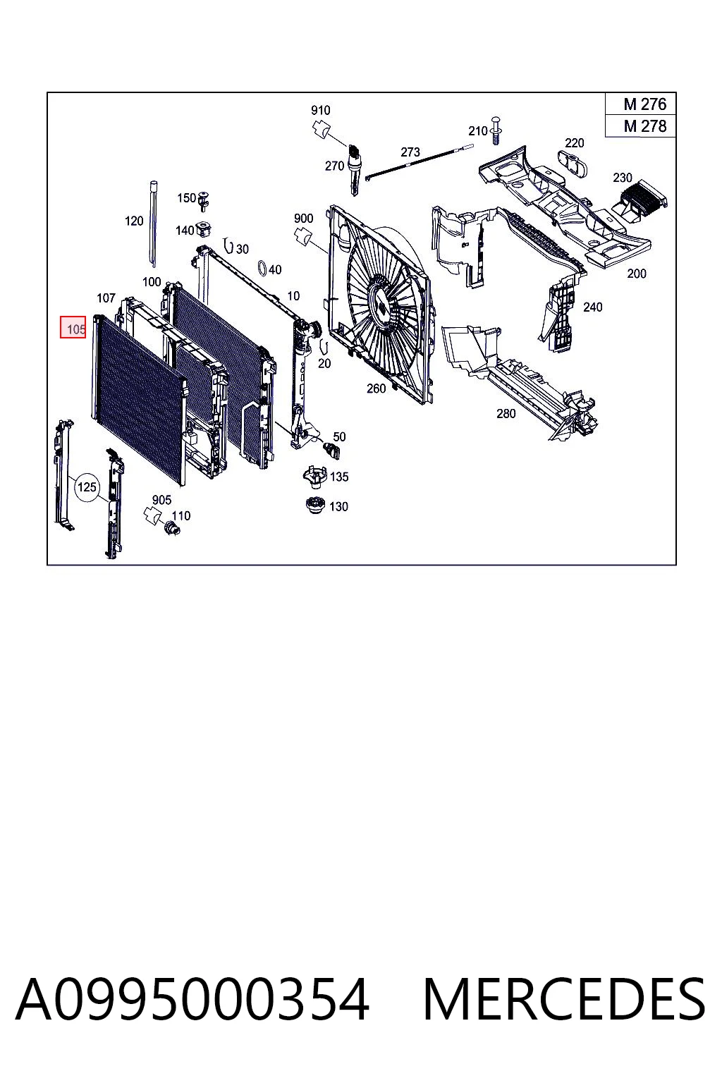 A0995000354 Mercedes Radiador de aparelho de ar condicionado