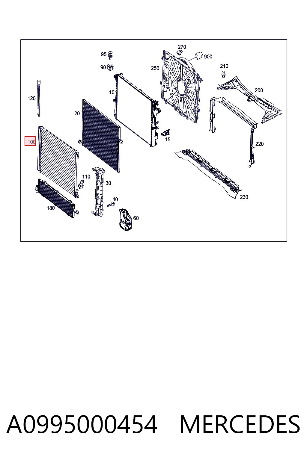 A0995000454 Mercedes Radiador de aparelho de ar condicionado