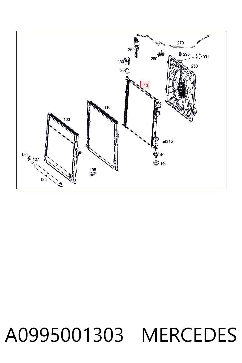 A0995001303 Mercedes Radiador de esfriamento de motor