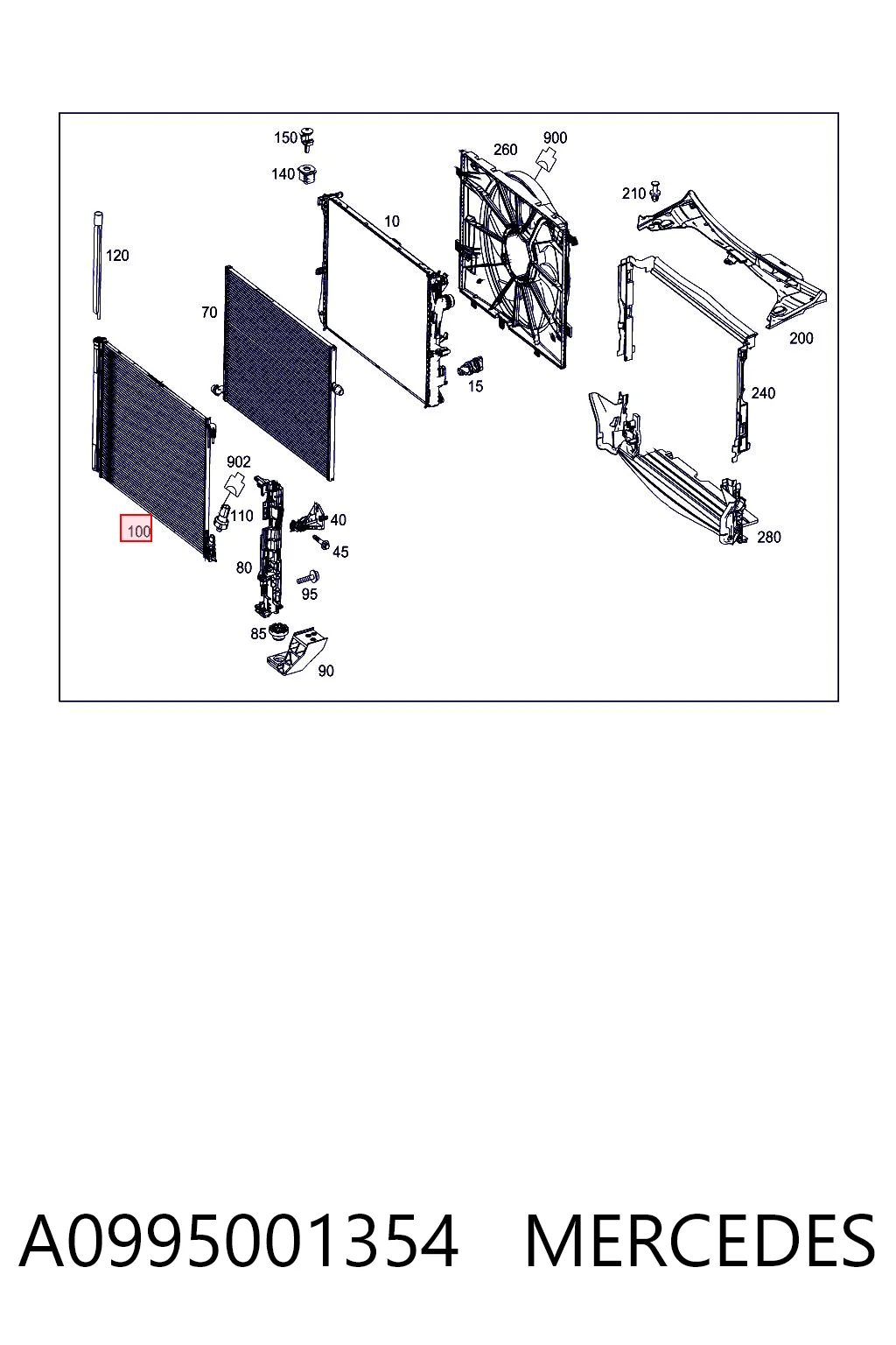 A0995001354 Mercedes Radiador de aparelho de ar condicionado