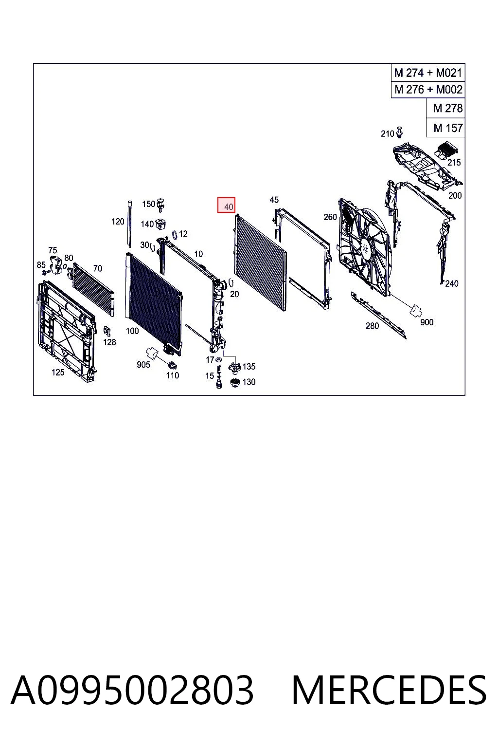 A0995002803 Mercedes Radiador de intercooler