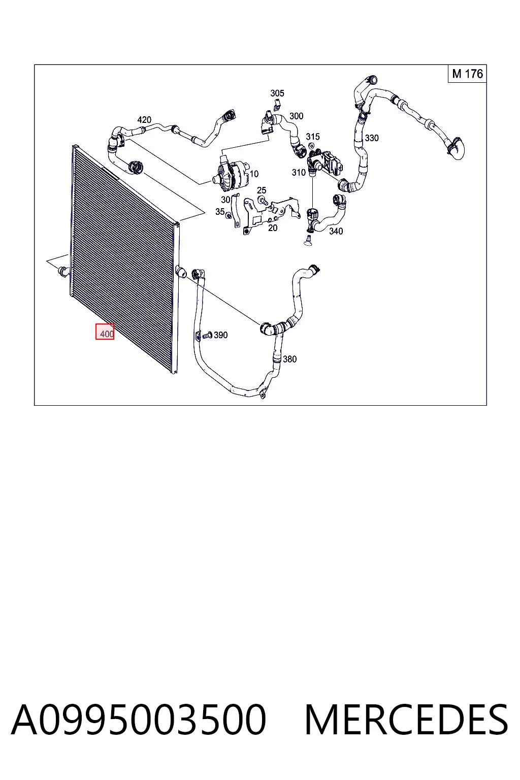 A0995003500 Mercedes Radiador de esfriamento de motor adicional