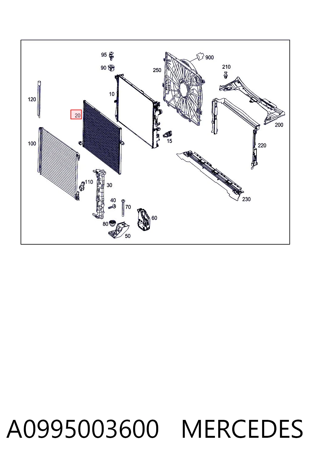 A0995003600 Mercedes Radiador de esfriamento de motor adicional