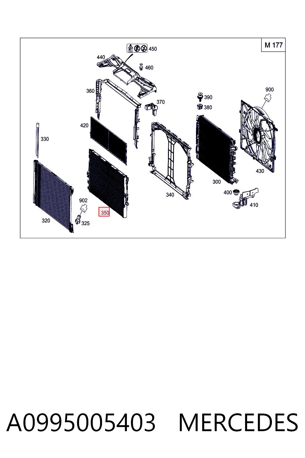 A0995005403 Mercedes Radiador de esfriamento de motor adicional