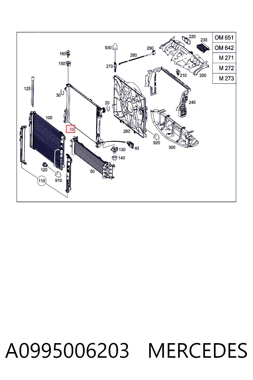 A0995006203 Mercedes Radiador de esfriamento de motor