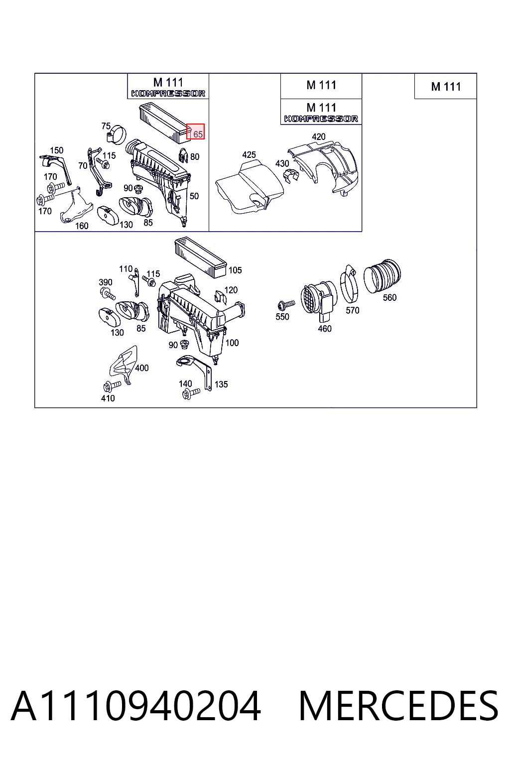 A1110940204 Mercedes Filtro de ar