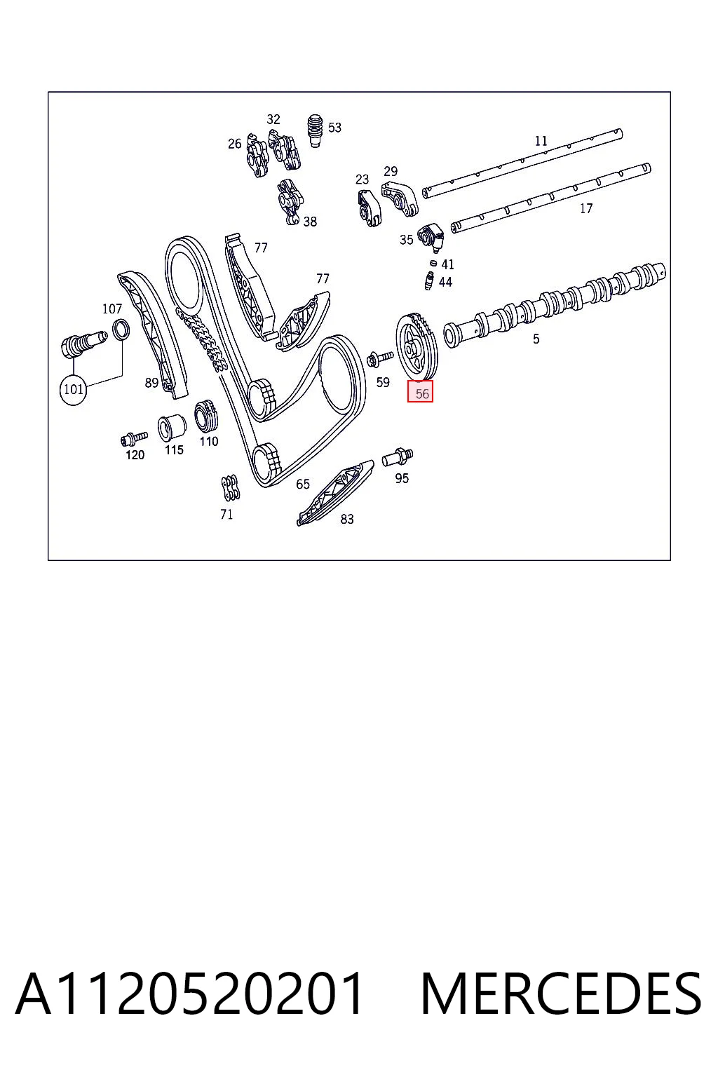 A1120520201 Mercedes Engrenagem de cadeia da roda dentada da árvore distribuidora de motor
