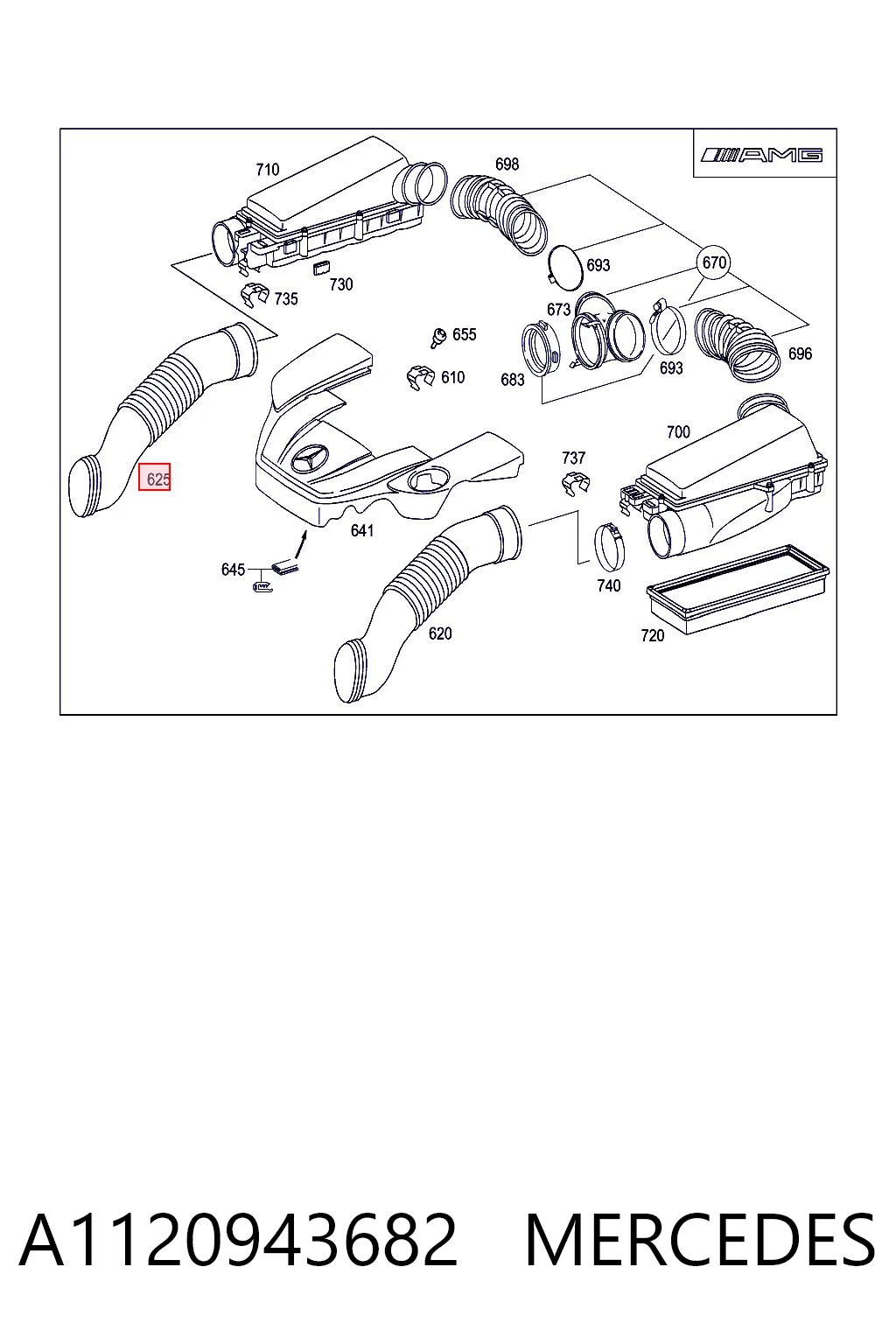 A1120943682 Mercedes Tomada de ar de filtro de ar