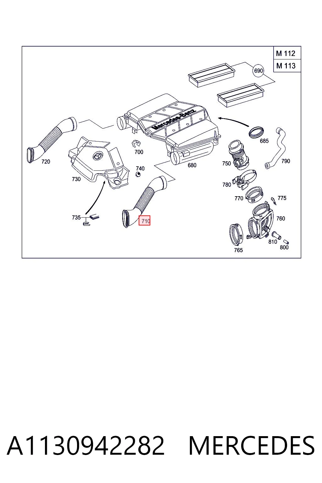 A1130942282 Mercedes Mangueira (cano derivado) de intercooler