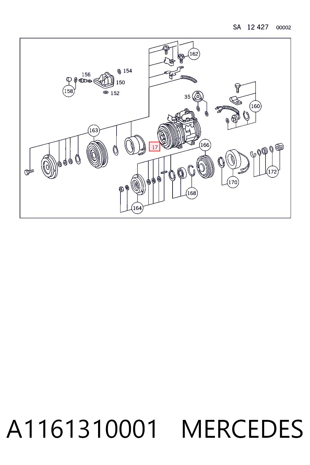 A1161310001 Mercedes Compressor de aparelho de ar condicionado