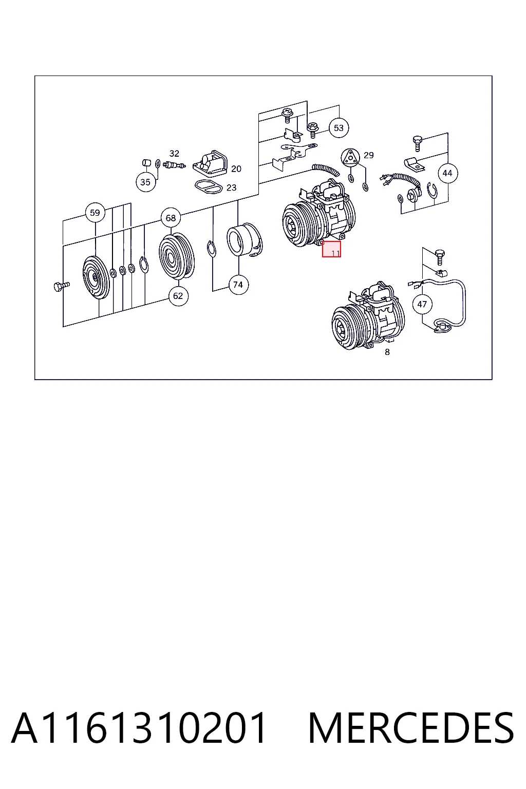 A1161310201 Mercedes Compressor de aparelho de ar condicionado