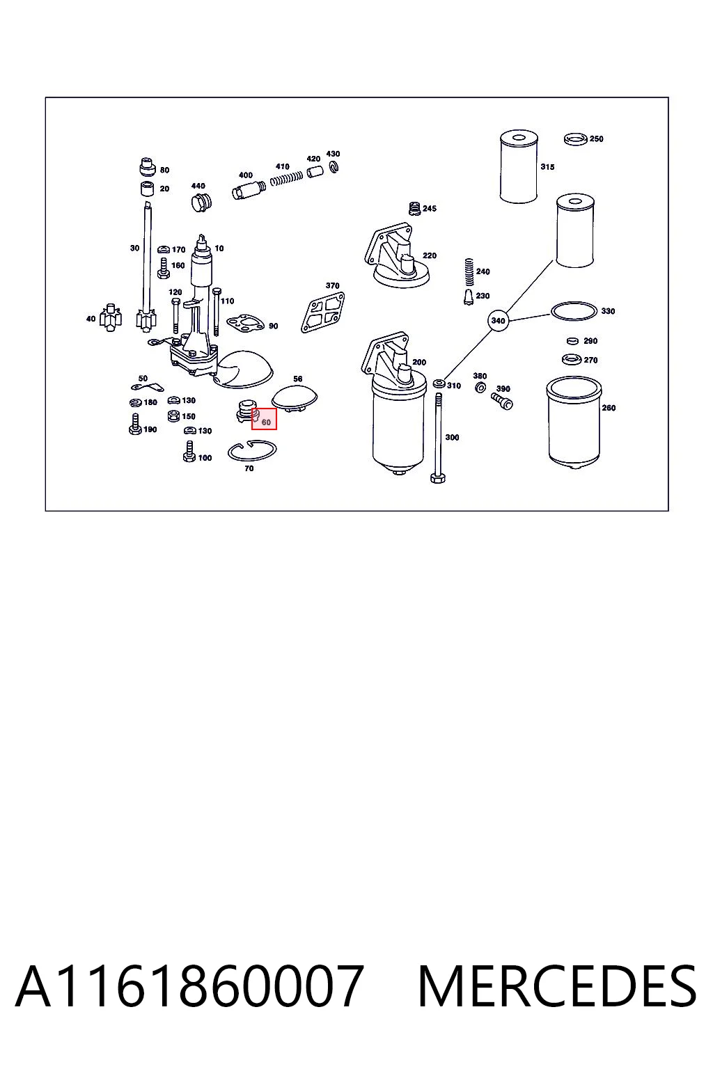 Receptor de óleo (coletor de óleo) Mercedes E  C123
