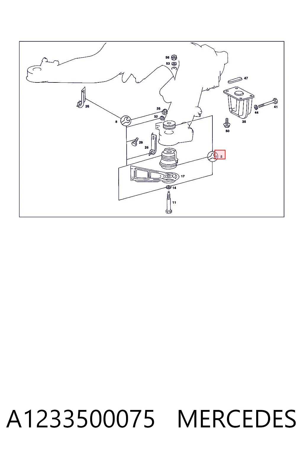 Bloco silencioso de viga traseira (de plataforma veicular) para Mercedes E W123