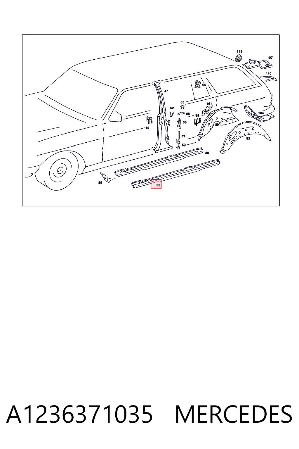 Acesso externo direito Mercedes E  W123