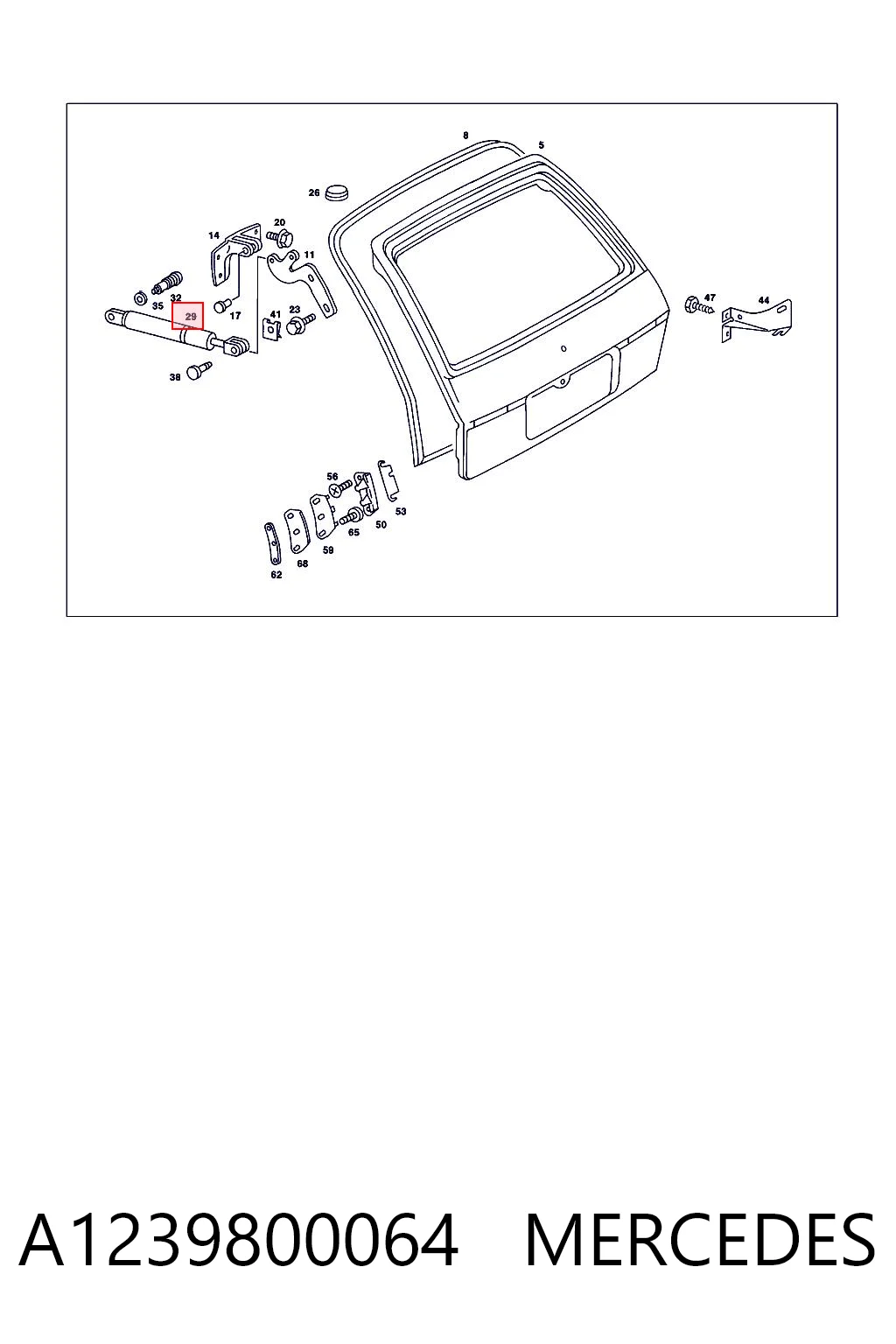 Amortecedor de tampa de porta-malas (de 3ª/5ª porta traseira) para Mercedes E T123
