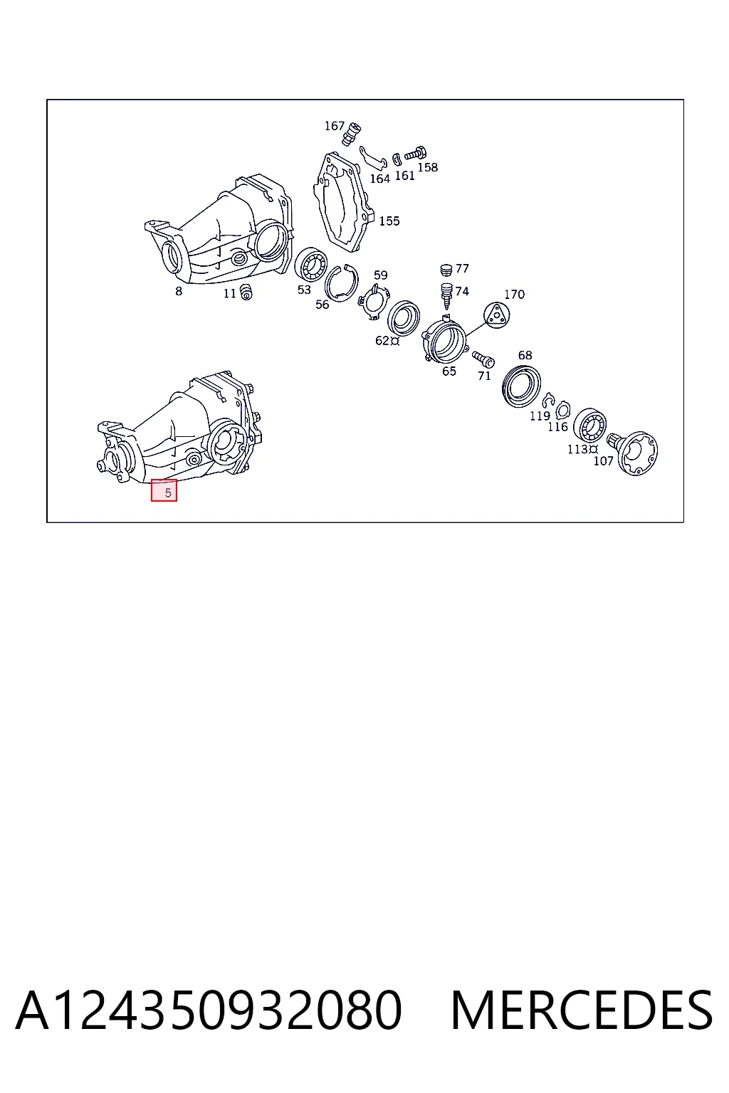 Redutor do eixo traseiro para Mercedes E  W124