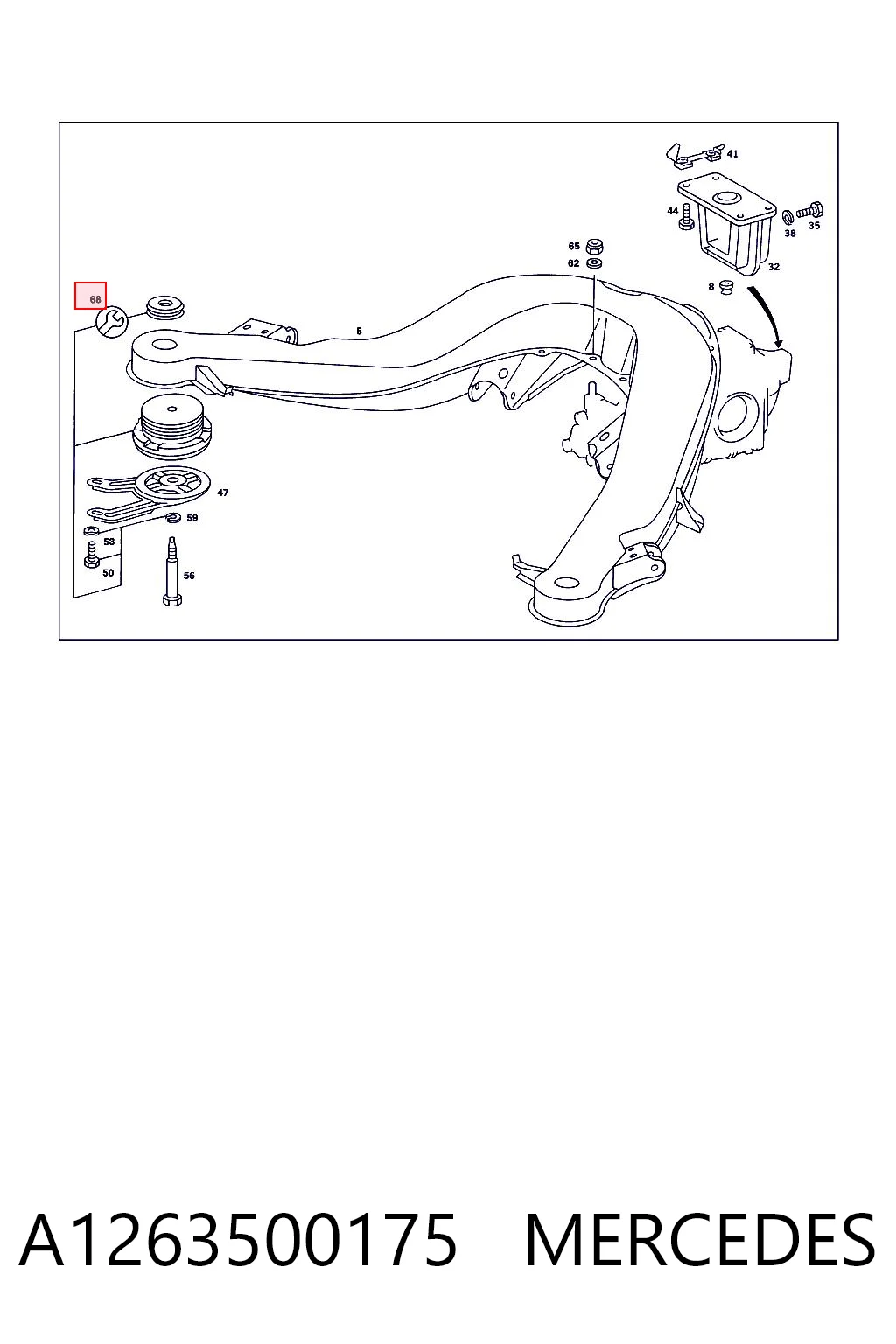 Bloco silencioso de viga traseira (de plataforma veicular) Mercedes S  W126 ao melhor preço
