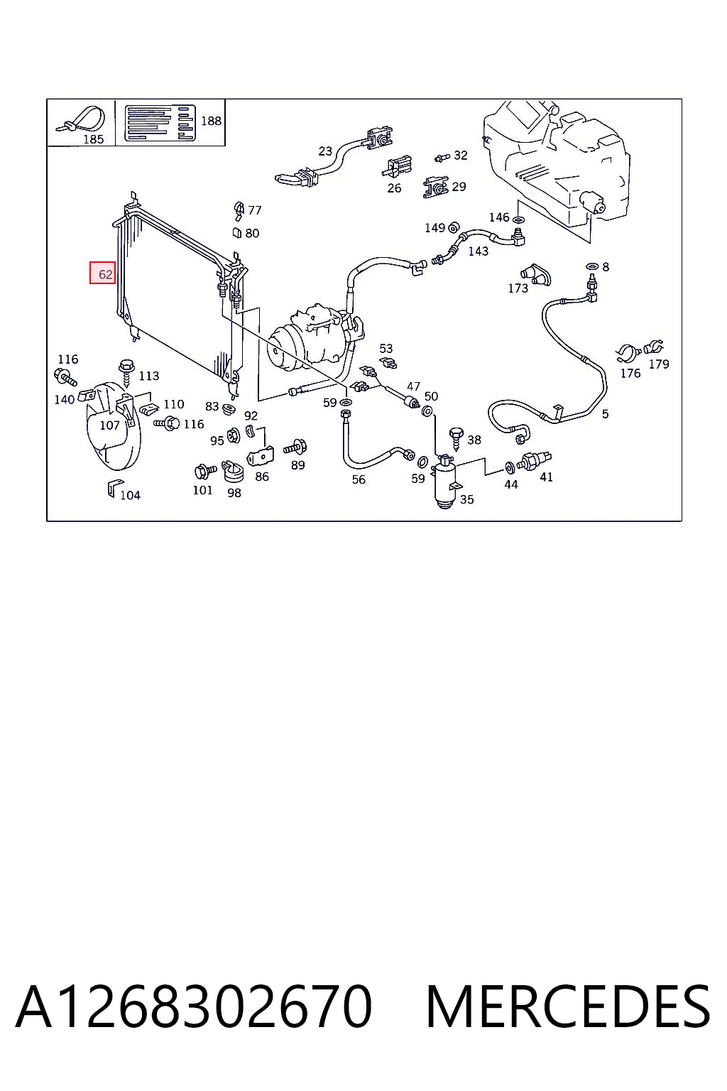 A1268302670 Mercedes Radiador de aparelho de ar condicionado