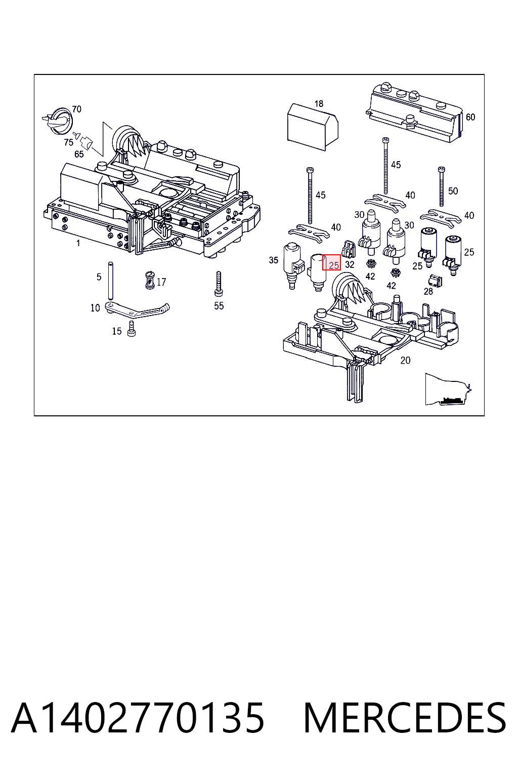 A1402770135 Mercedes Solenoide da Caixa Automática de Mudança