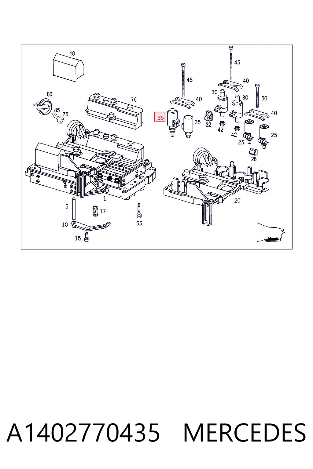 A1402770435 Mercedes Solenoide da Caixa Automática de Mudança