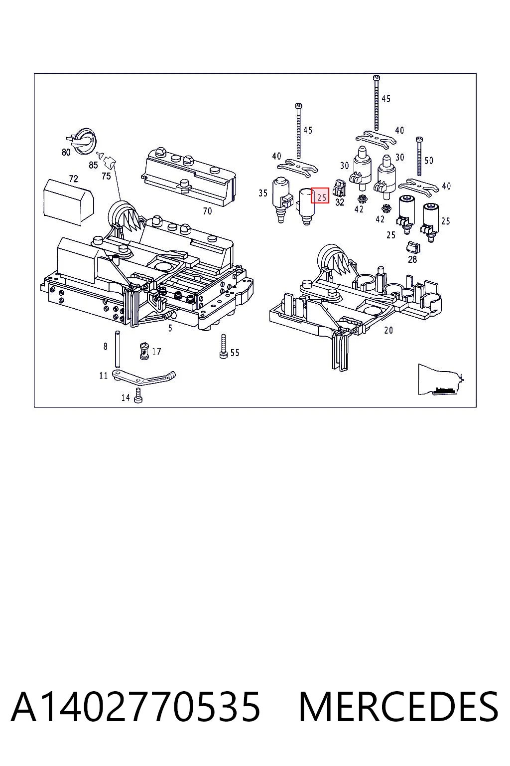 A1402770535 Mercedes Solenoide da Caixa Automática de Mudança