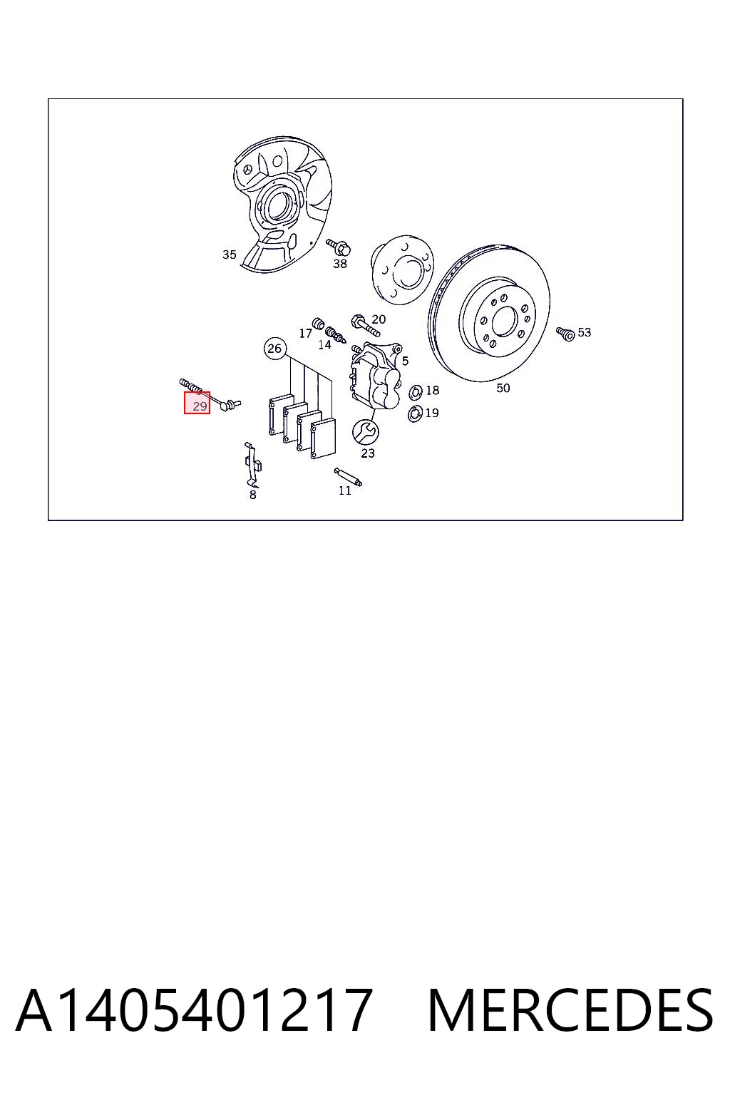 A1405401217 Mercedes Sensor dianteiro de desgaste das sapatas do freio
