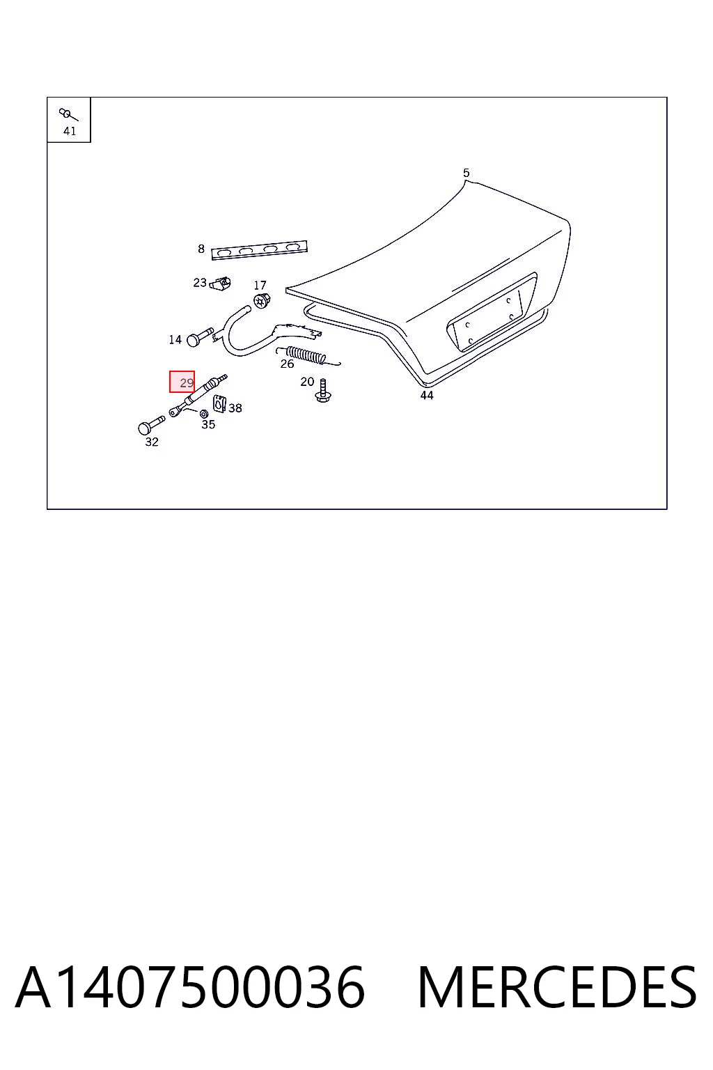 Amortecedor de tampa de porta-malas (de 3ª/5ª porta traseira) para Mercedes S  W140