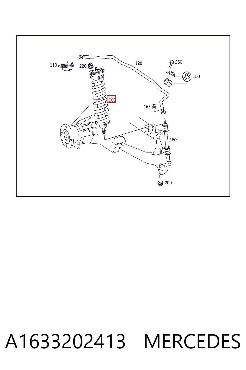 A1633202413 Mercedes Amortecedor traseiro