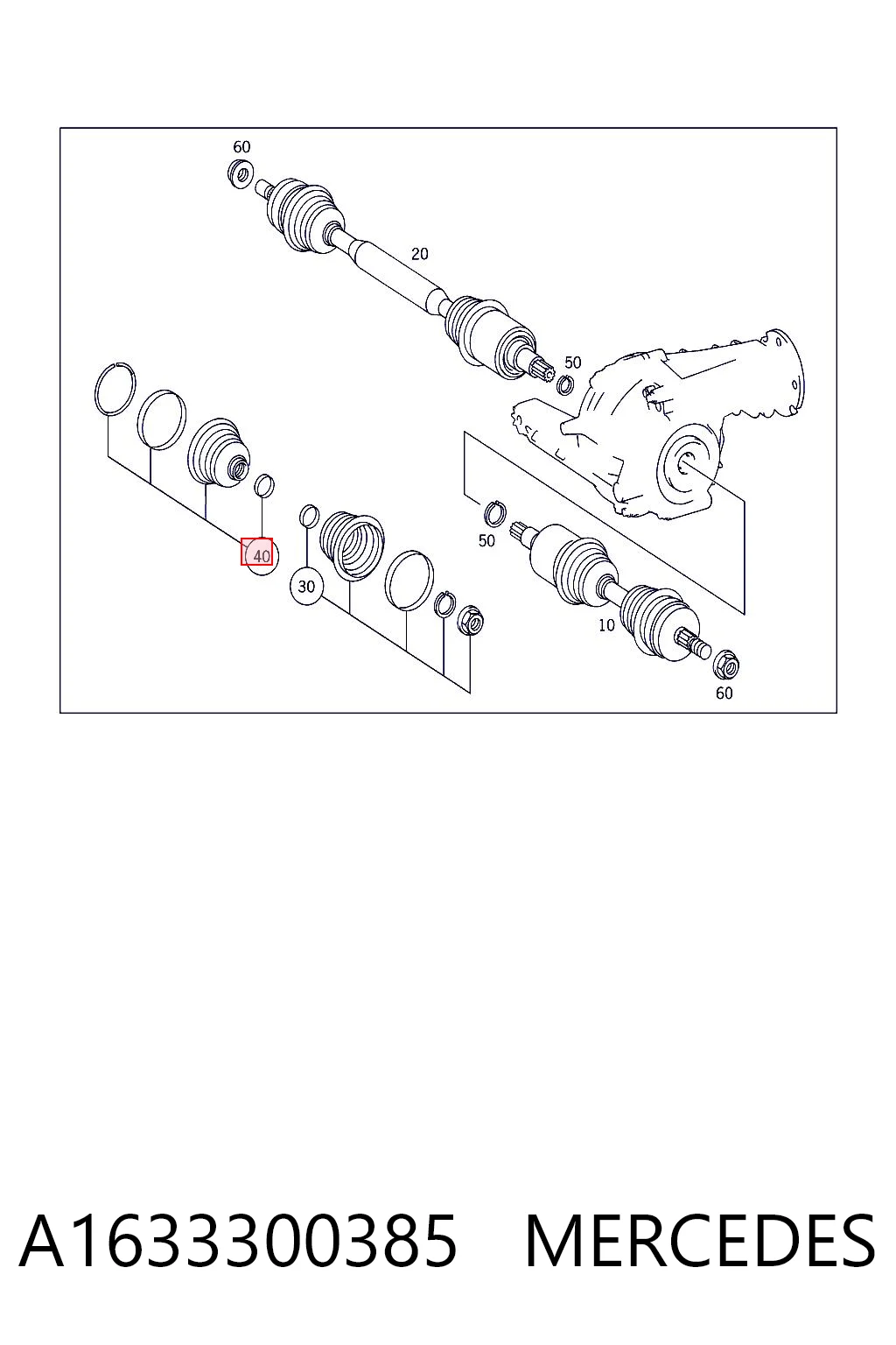 Bota de proteção interna de junta homocinética do semieixo dianteiro Mercedes ML/GLE  W163 ao melhor preço